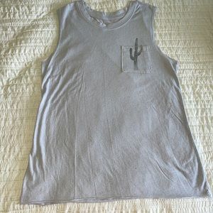 Light gray muscle tee with cactus detailing